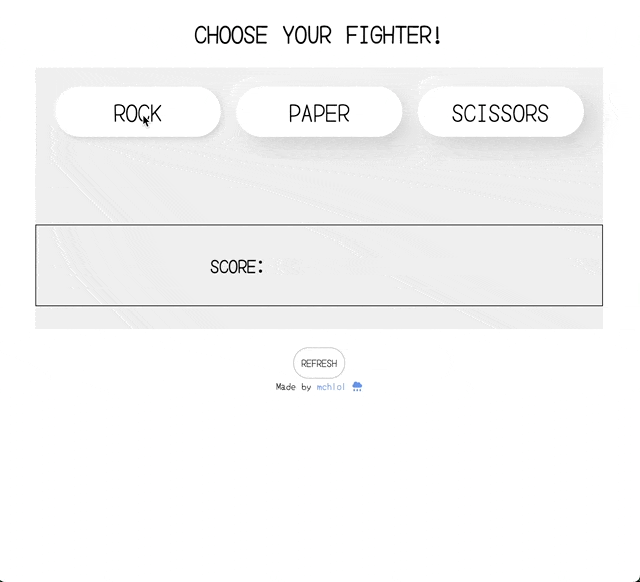 screenshot of rock paper scissors interface